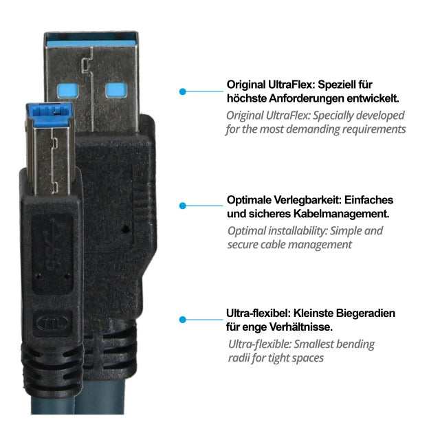 USB 3.0 Kabel USB-A St.-USB-B St. UltraFlex