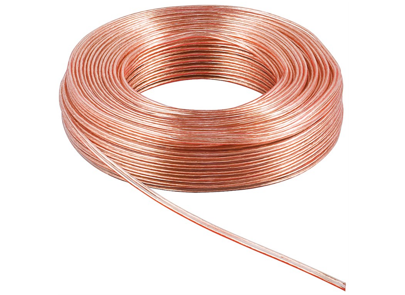 Cavo per altoparlanti CU trasparente, bobina, sezione 2 x 0,75 mm²