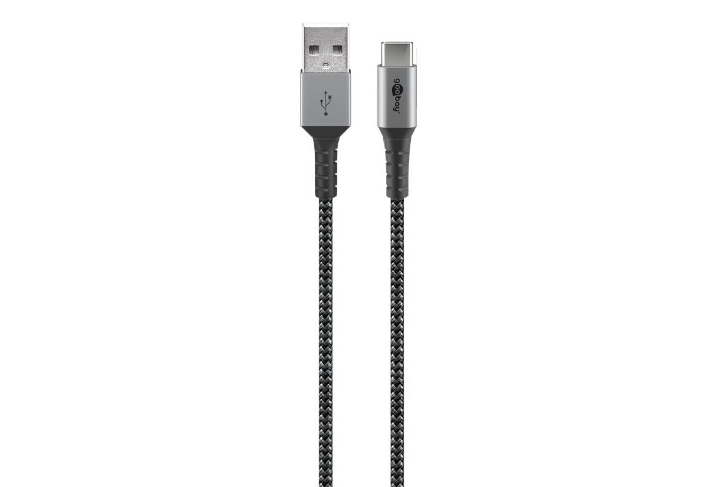 USB-C™ auf USB-A Textilkabel mit Metallsteckern