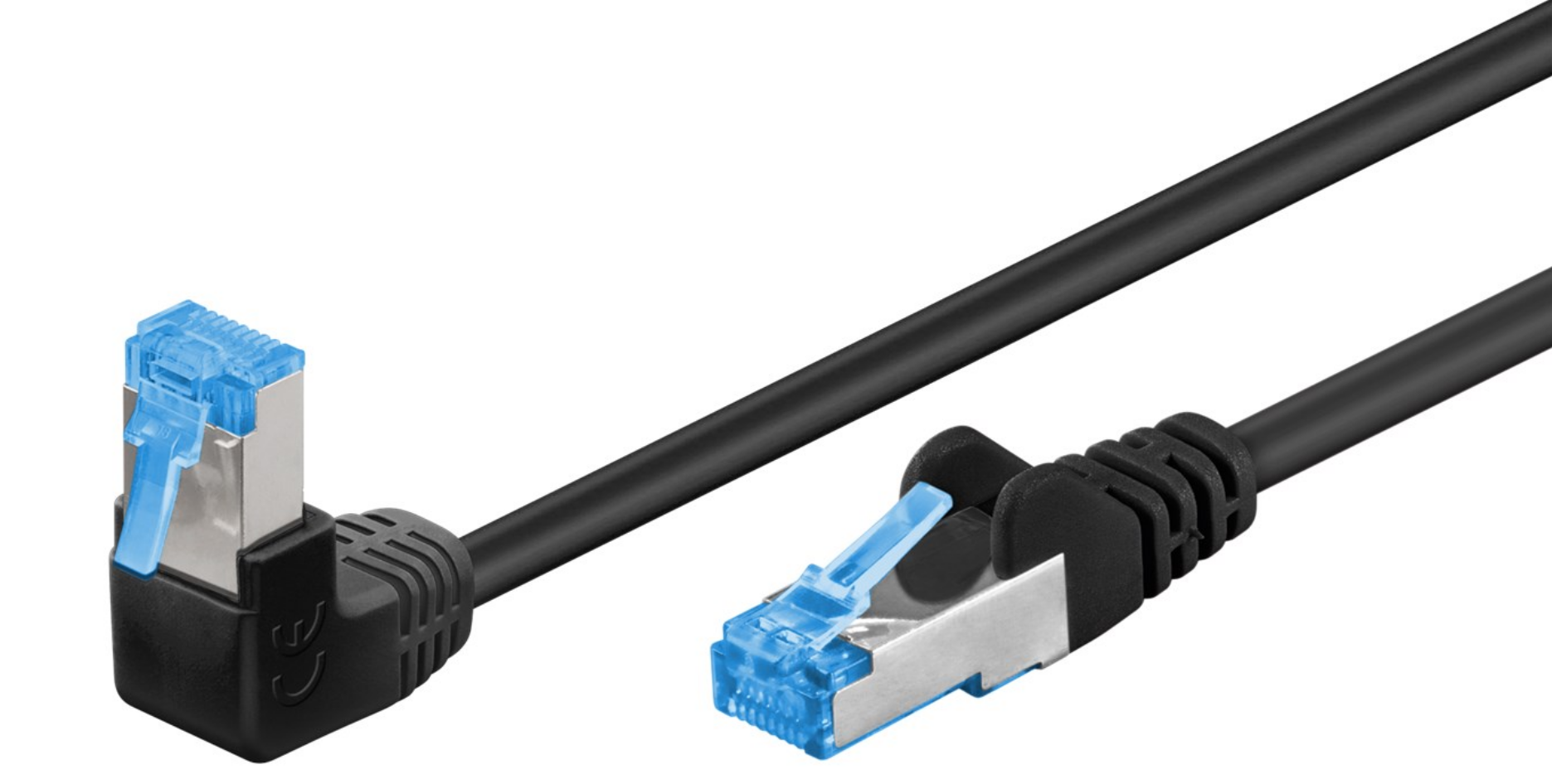 Cavo patch CAT 6A 1x angolato a 90°, S/FTP (PiMF), bianco