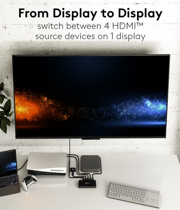 HDMI-Umschaltbox 4 auf 1 mit Audio-Ausgang, 4K/60Hz