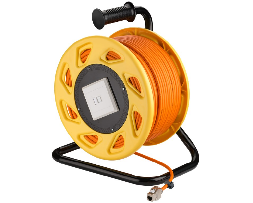 Tambour de câble réseau mobile RJ45, orange