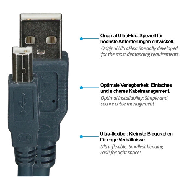 USB 2.0 Kabel USB-A St.-USB-B St. UltraFlex