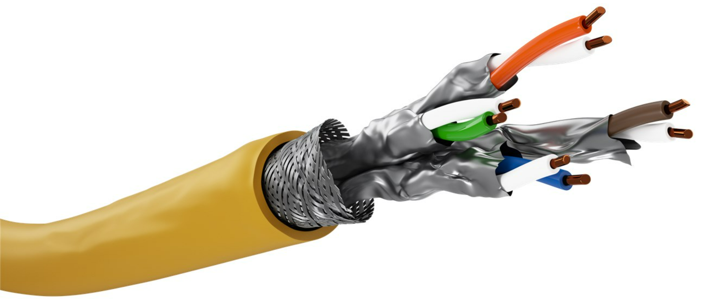 GHMT-zertifiziertes CAT 8.1 Verlegekabel, S/FTP (PiMF), gelb