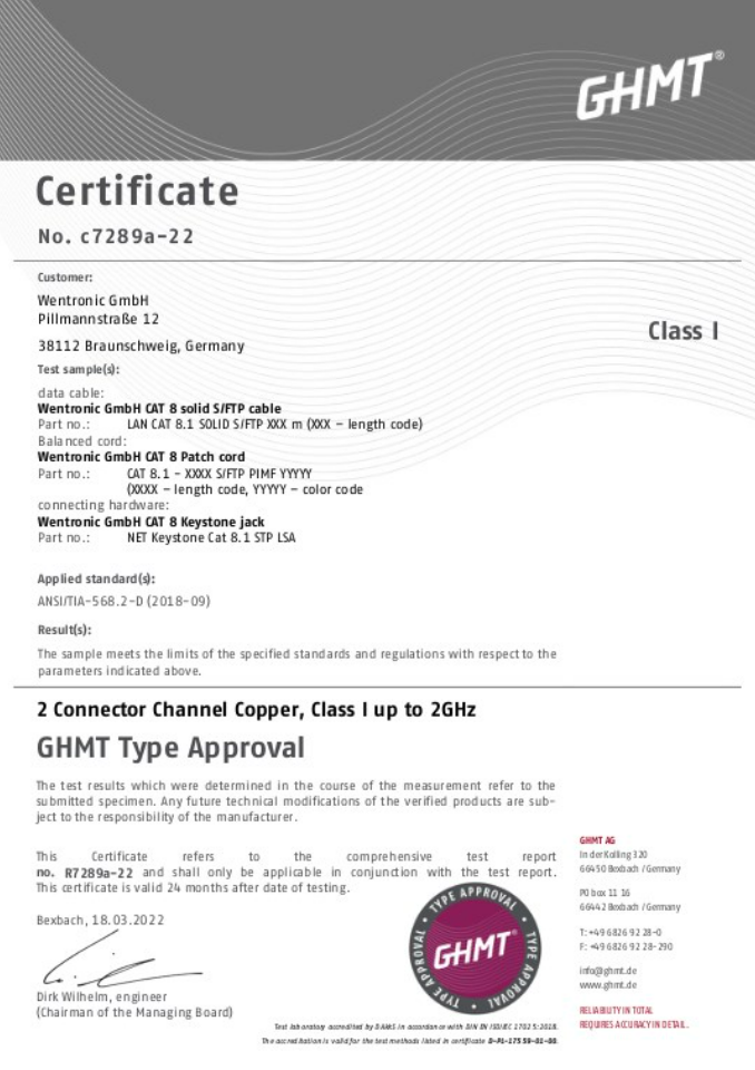 GHMT-zertifiziertes CAT 8.1 Verlegekabel, S/FTP (PiMF), gelb