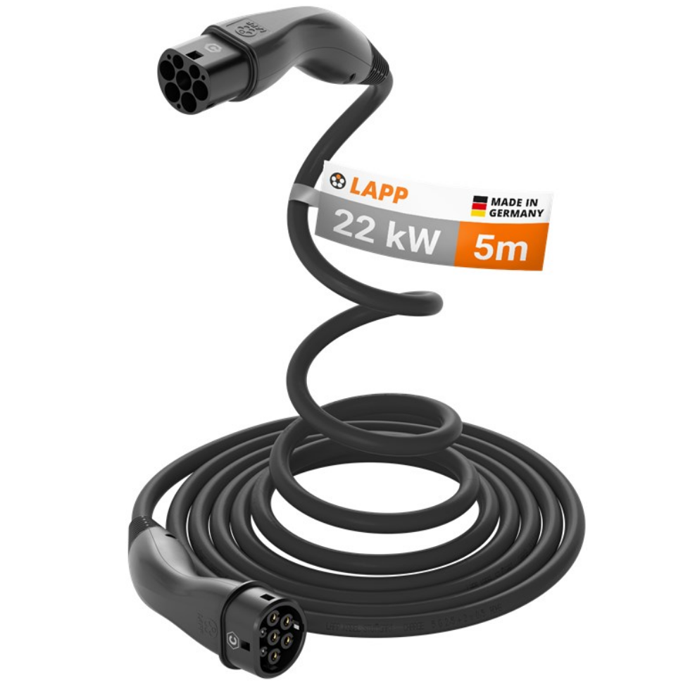 Selbstaufrollendes Ladekabel Typ 2, bis zu 22 kW