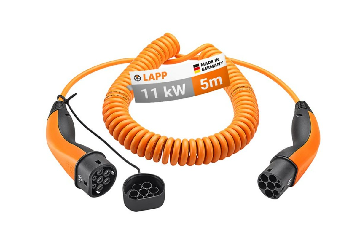 Spiral-Ladekabel Typ 2, bis zu 11 kW