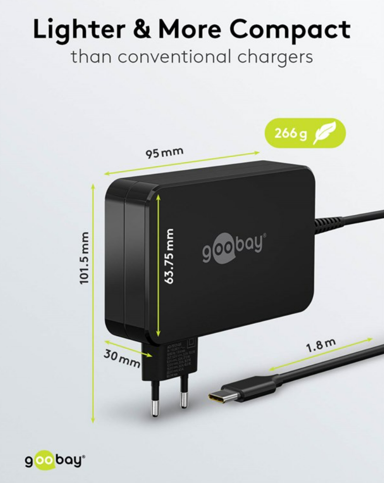 USB-C™-Ladegerät für Laptops (90 W) schwarz