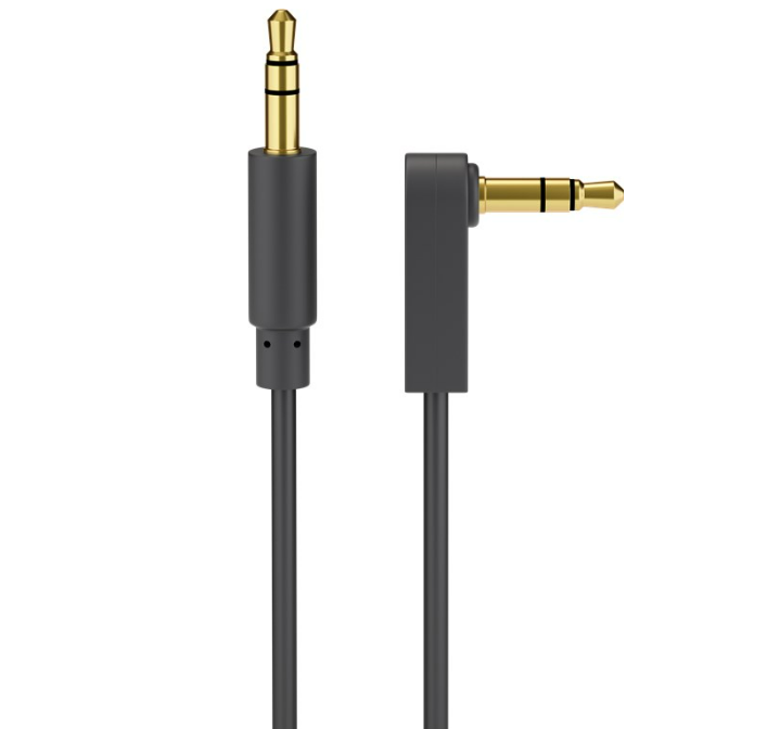 Audio Verbindungskabel AUX, 3,5 mm stereo 3-pol., slim, CU, abgewinkelt