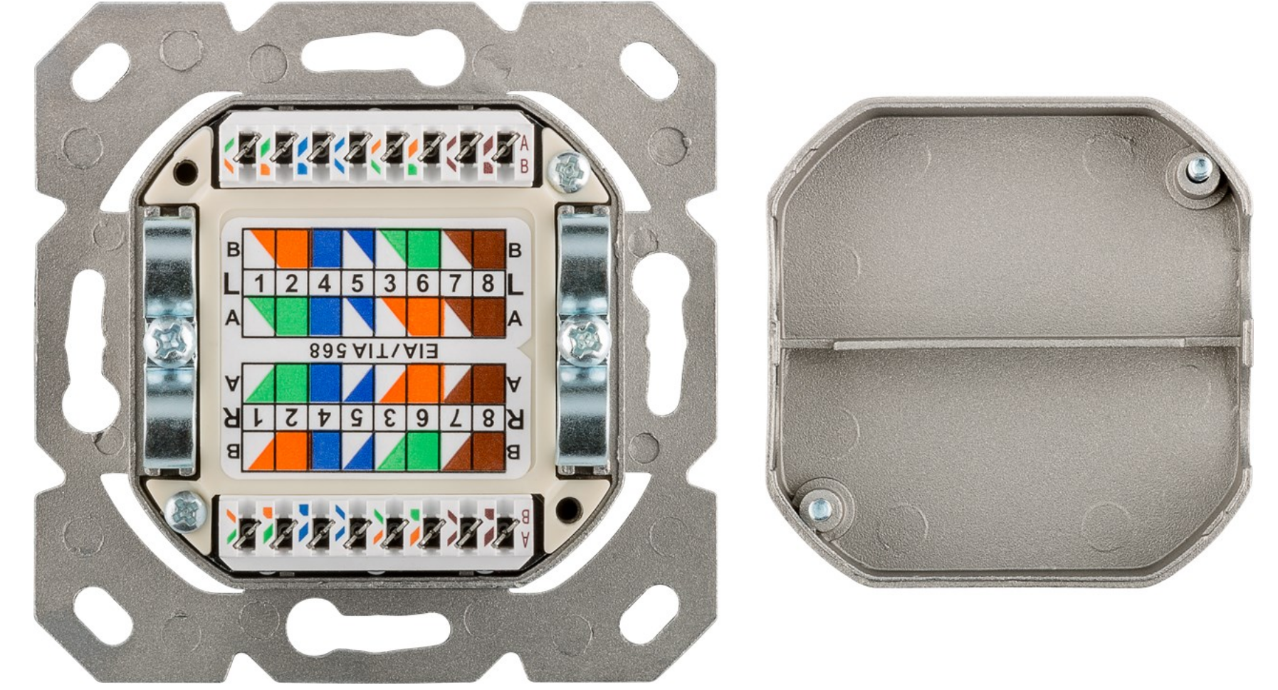 CAT-6A-Universaldose inkl. Aufputzmontage-Rahmen