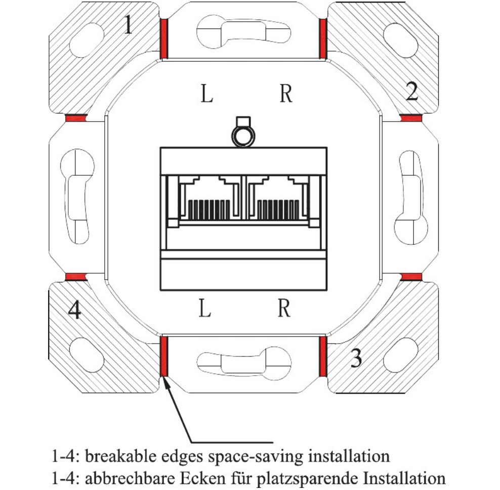 CAT-6A-Universaldose inkl. Aufputzmontage-Rahmen