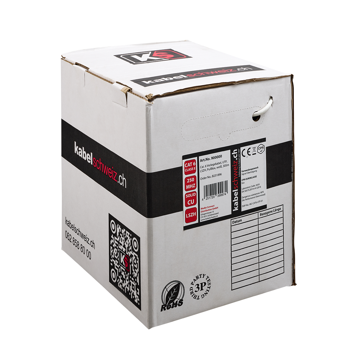 Câble d'installation CAT 6 UTP 23AWG 4 PAIRES LSZH 305m