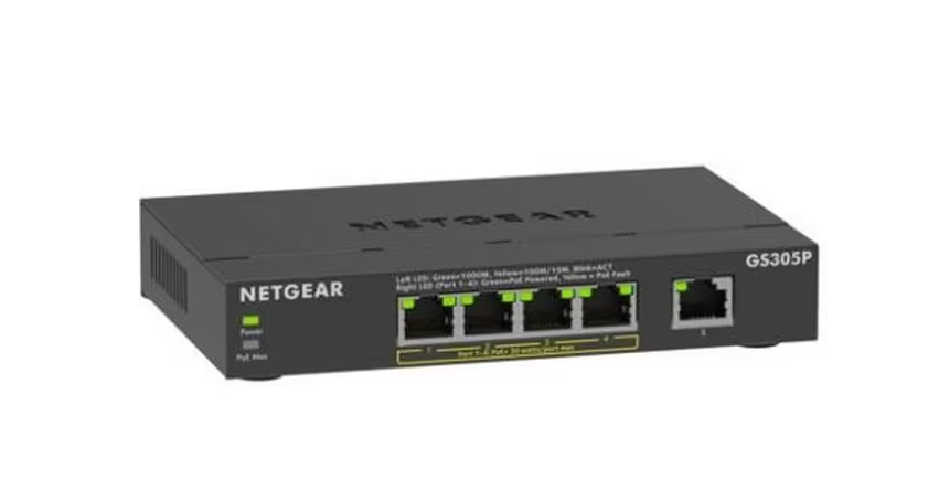 Netgear PoE Switch GS305Pv3 5 Port, PoE Budget: 63 W