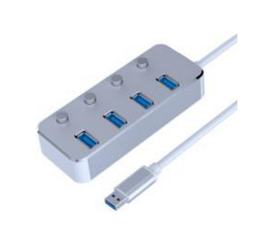 4 Port USB 3.0 HUB Aluminium-Design mit Schalter