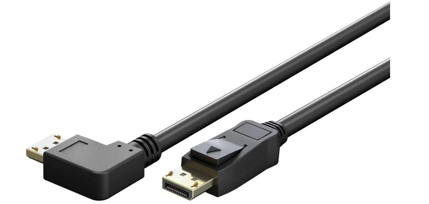 90°-DisplayPort-Kabel 2.0/2.1, 8K/144Hz, 54 Gbit/s, CU