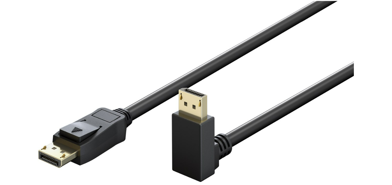 Diagonal 90°-DisplayPort-Kabel 2.0/2.1, 8K/144Hz, 54 Gbit/s, CU