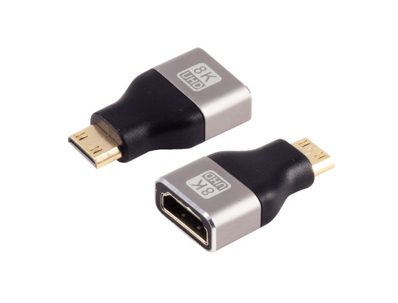HDMI-C Adapter, HDMI-A Buchse, 8K60Hz, Metall