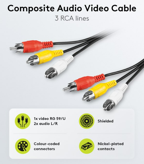 Cavo di collegamento audio-video composito, 3x RCA