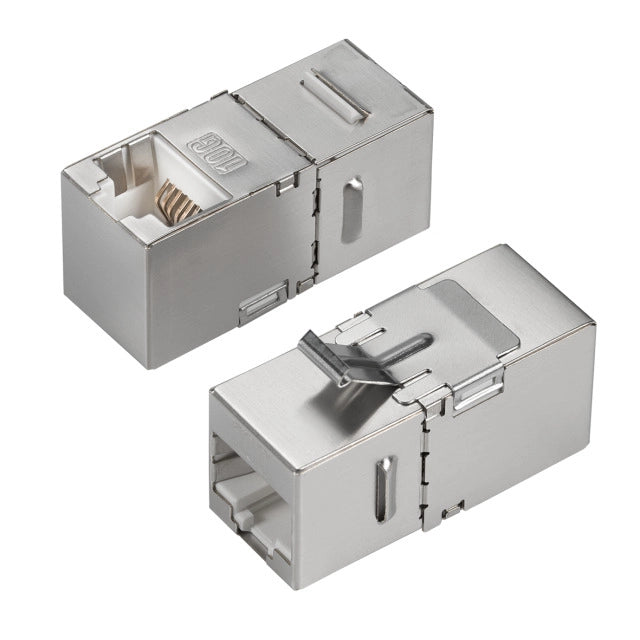 Keystone Adapter RJ45 Cat.6A Bu.-Bu. 90° gewinkelt geschirmt