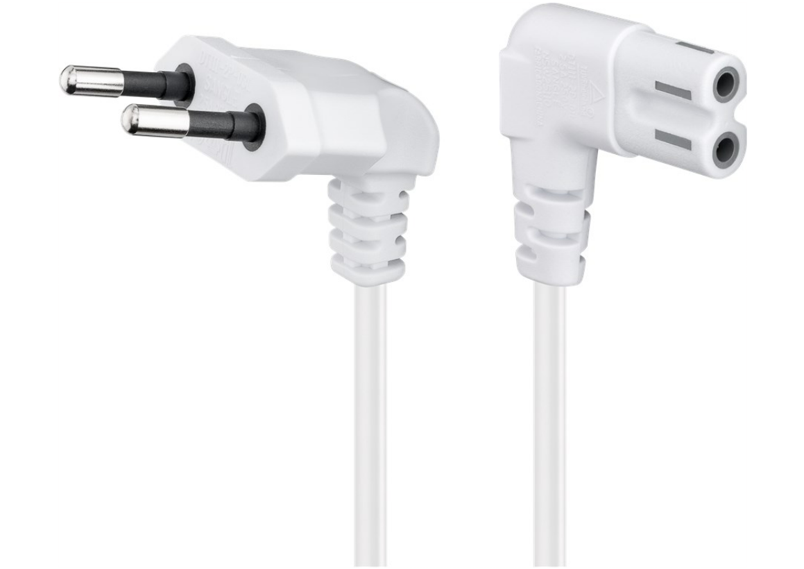 Câble de raccordement fiche Euro coudée des deux côtés, noir