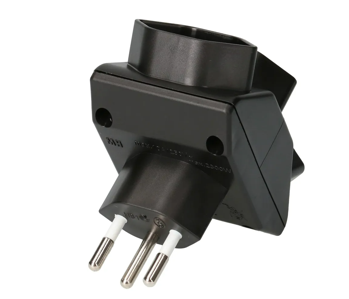 Fiche de dérivation 3x type 13/ 3 broches noir