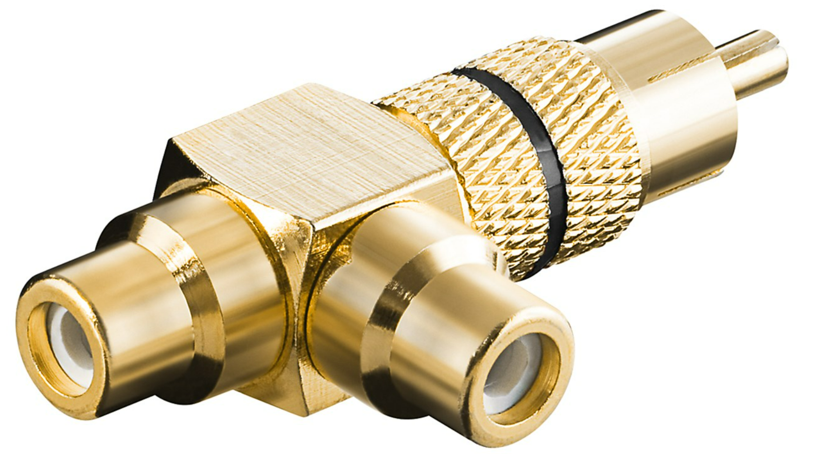 Adattatore RCA Y, spina su presa 2x, versione oro, rosso