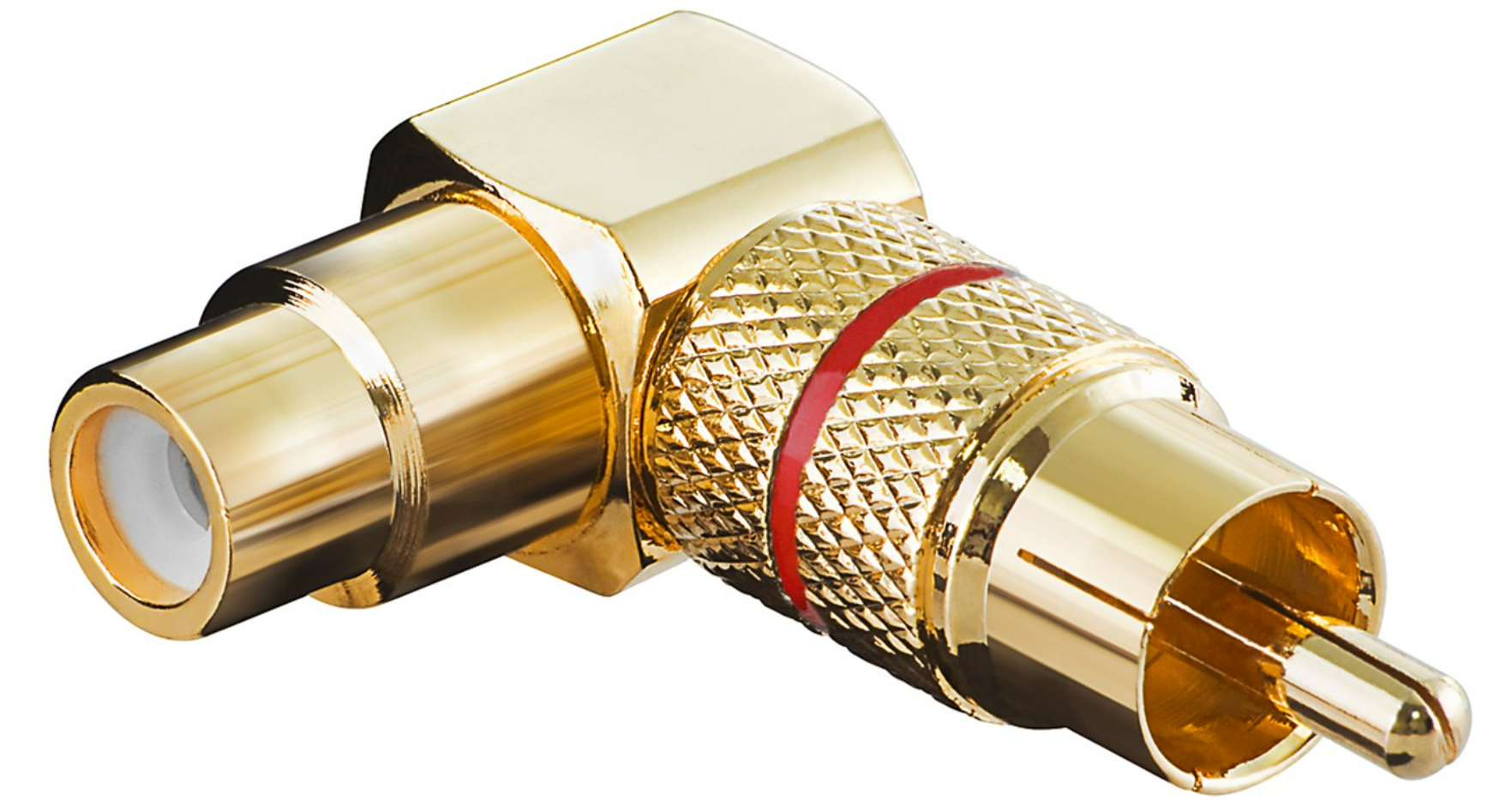 Adattatore RCA 90°, versione oro, nero