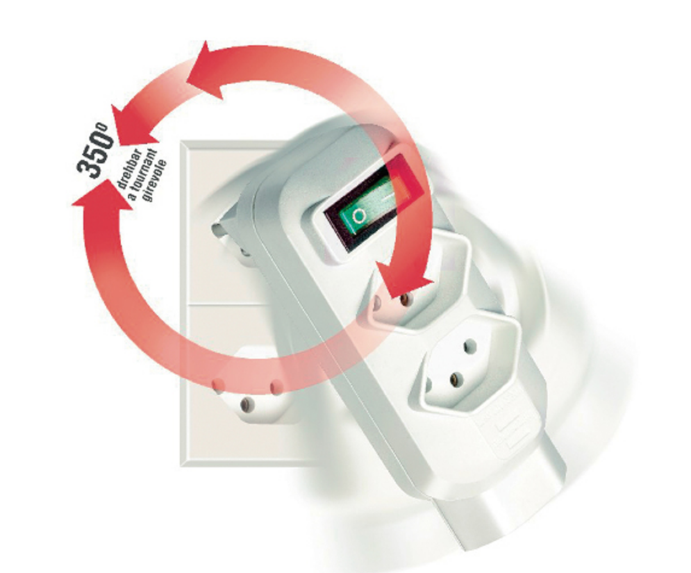 Le connecteur de dérivation à 3 voies peut pivoter jusqu'à 350 degrés