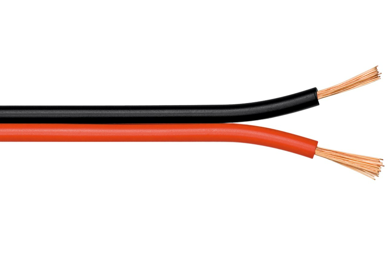 Câble haut-parleur rouge, noir CCA, section 2 x 1,5 mm²