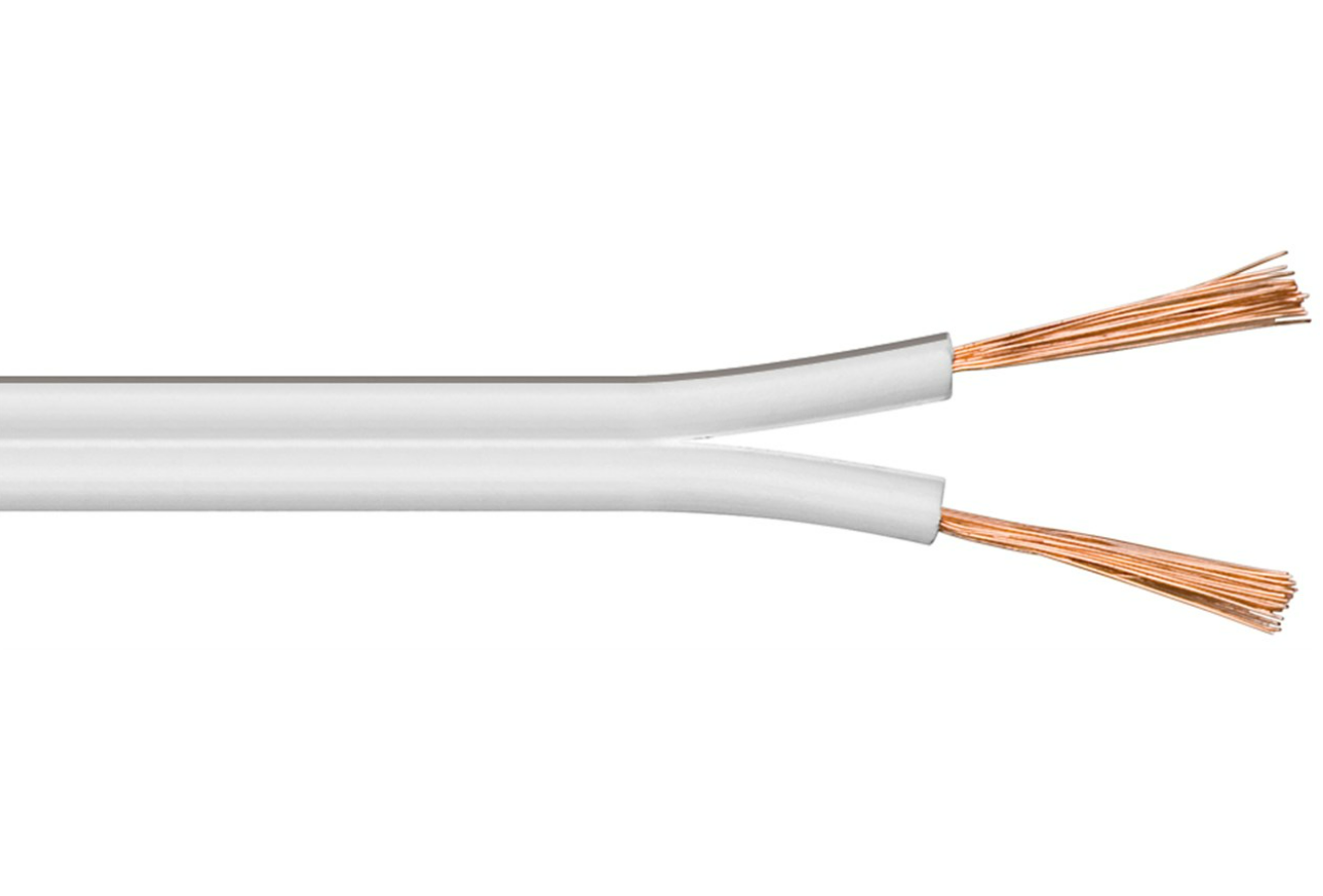 Câble haut-parleur blanc CCA, section 2 x 1,5 mm²