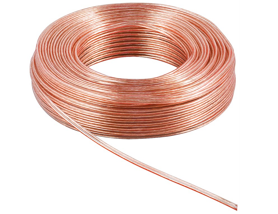 Câble haut-parleur transparent CCA, section 2 x 1,5 mm²