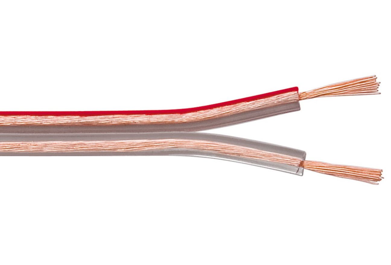 Câble haut-parleur transparent CU, section 2 x 1,5 mm²