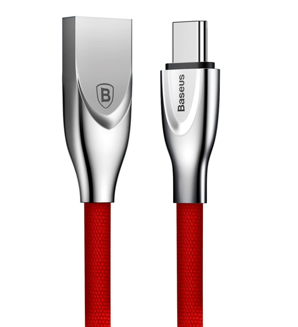 Baseus Zinc Fabric Cloth Weaving Kabel USB für Type-C 2A / 1M / rot