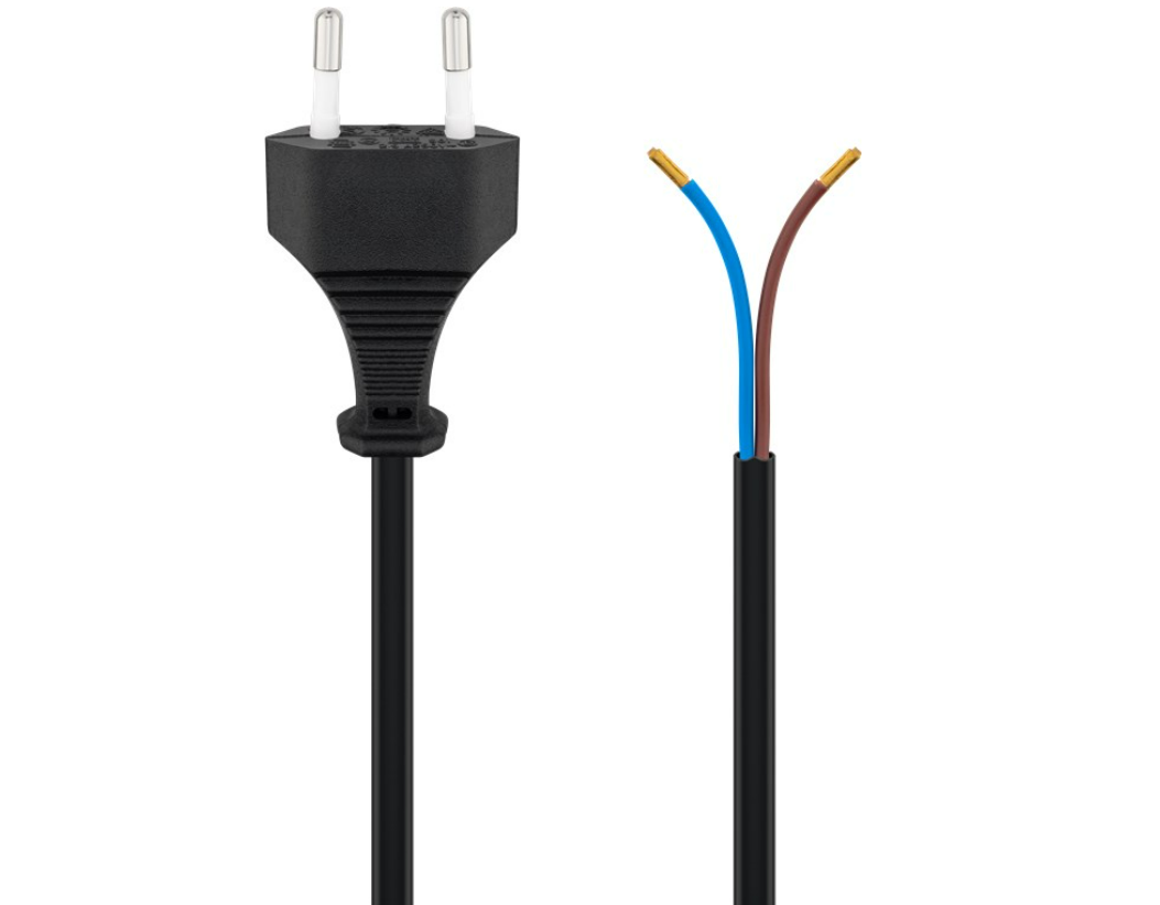 Câble avec fiche Euro à monter, 1,5 m / noir / blanc / gris