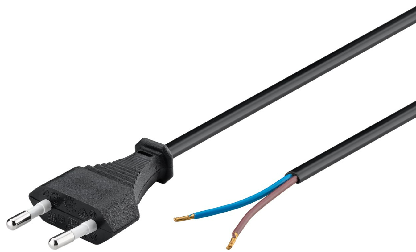 Câble avec fiche Euro à monter, 1,5 m / noir / blanc / gris