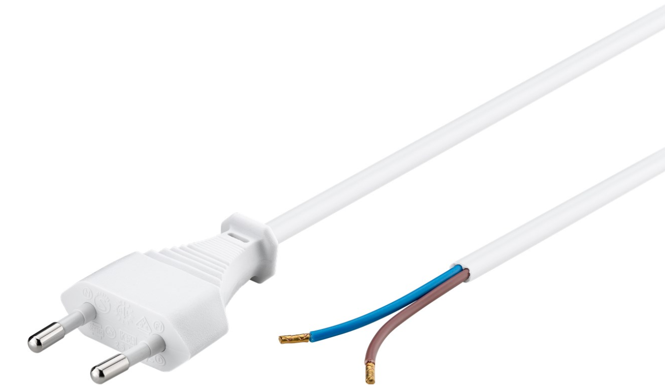 Câble avec fiche Euro à monter, 1,5 m / noir / blanc / gris