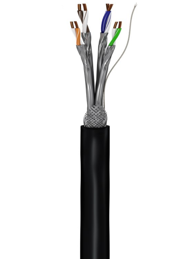 Câble réseau extérieur CAT 7, S/FTP (PiMF), noir,