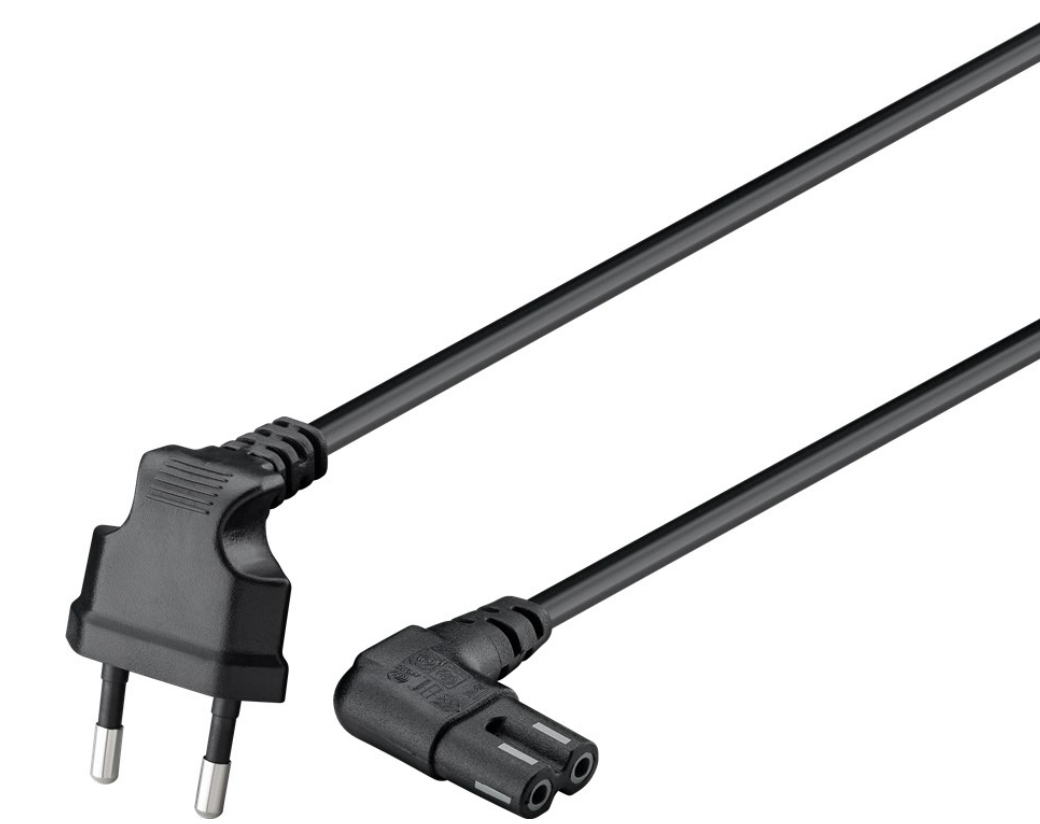 Câble de raccordement fiche Euro coudée des deux côtés, noir