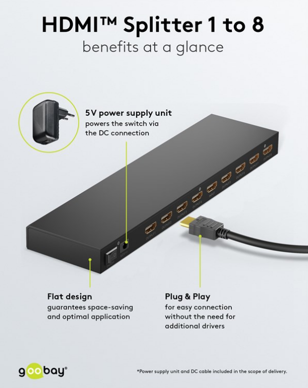 HDMI-Splitter 1 auf 8, 4K/60Hz