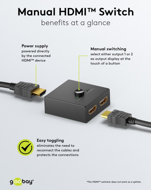 Switch box HDMI™ manuale da 2 a 1 (4K a 30 Hz)