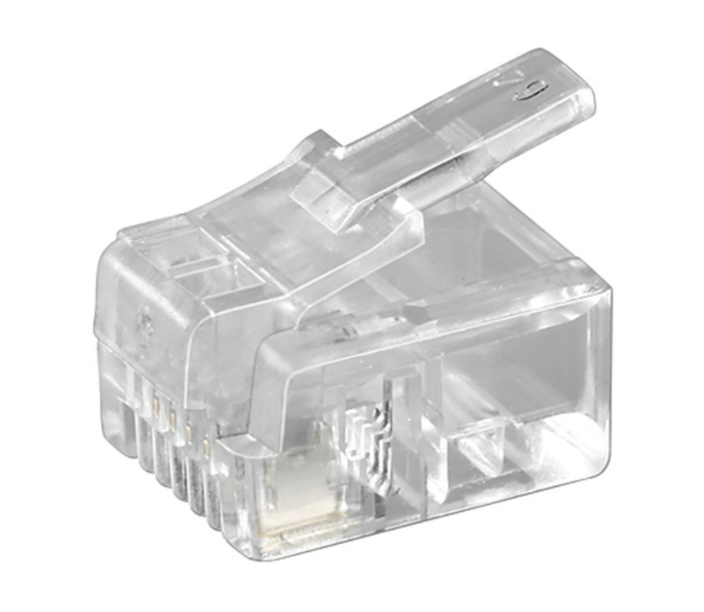 Fiche Western RJ11 pour câble plat, 4 broches