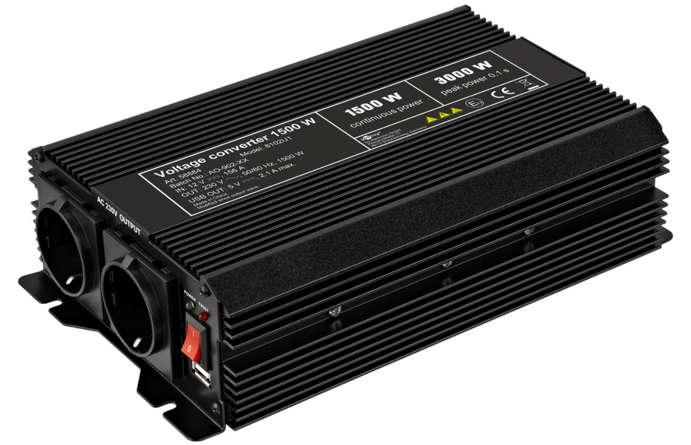 Convertisseur de tension automobile DC/AC (12V-230V / automobile 1500W)