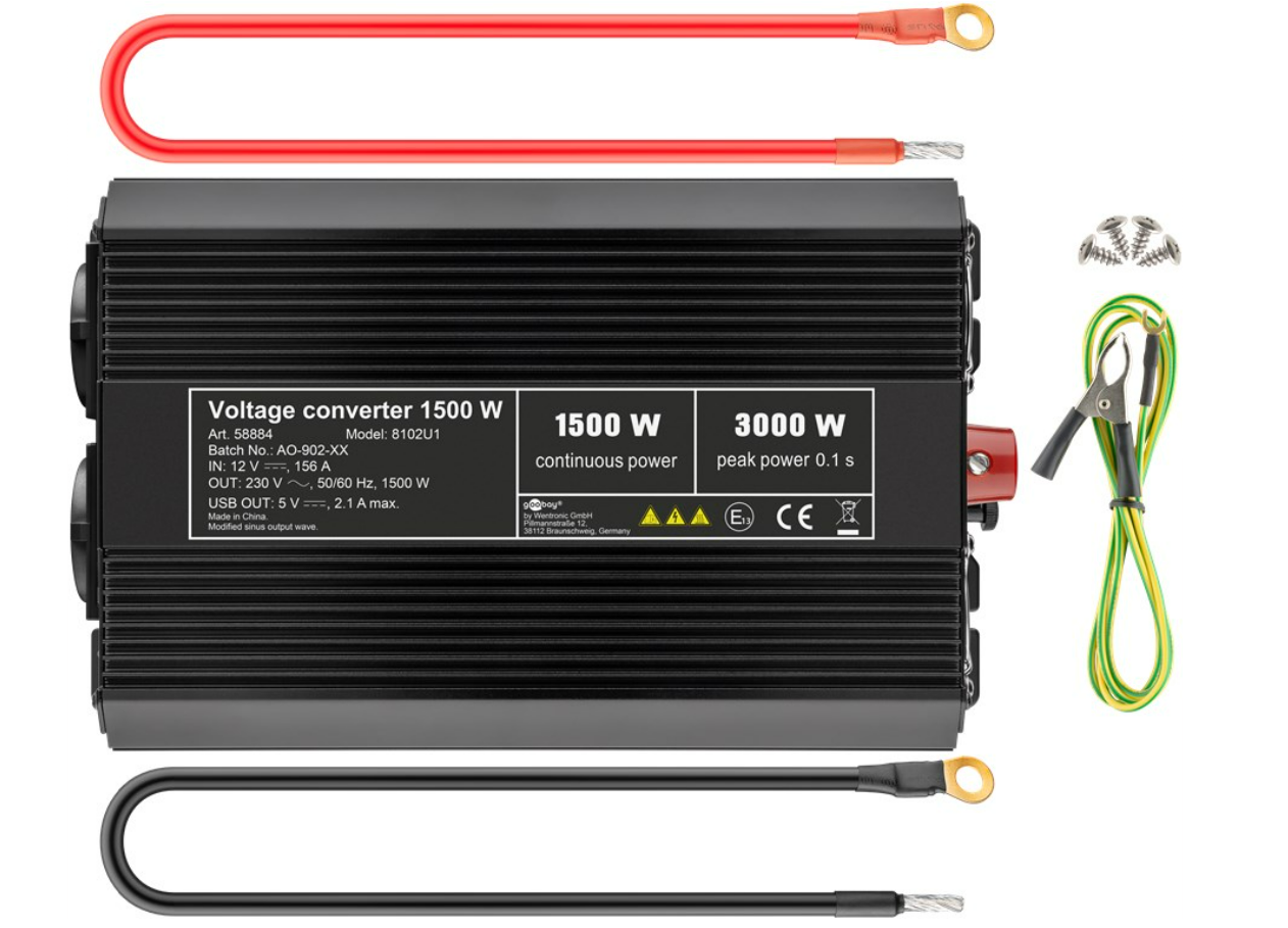 Kfz-Spannungswandler DC/AC (12V-230V / Kfz-1500W)