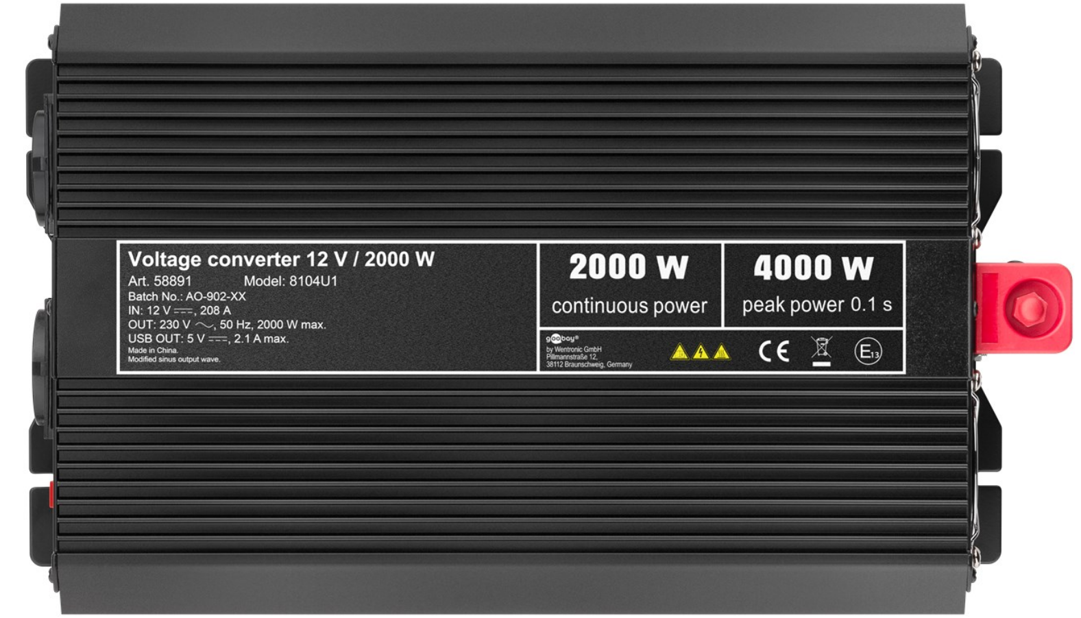 Convertisseur de tension automobile DC/AC (12V-230V / 3000W) USB