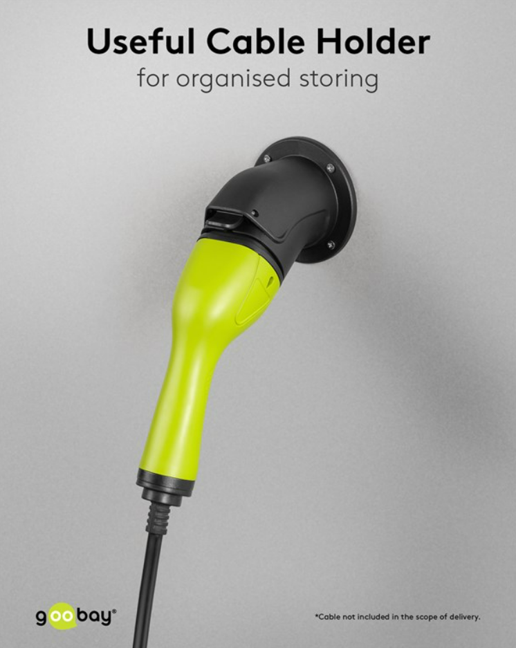 Support mural coudé pour câble de recharge de type 2 pour véhicules électriques