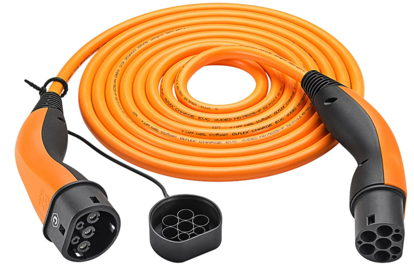 Câble de charge confort HELIX type 2, jusqu'à 7,4 kW, 5 m, orange