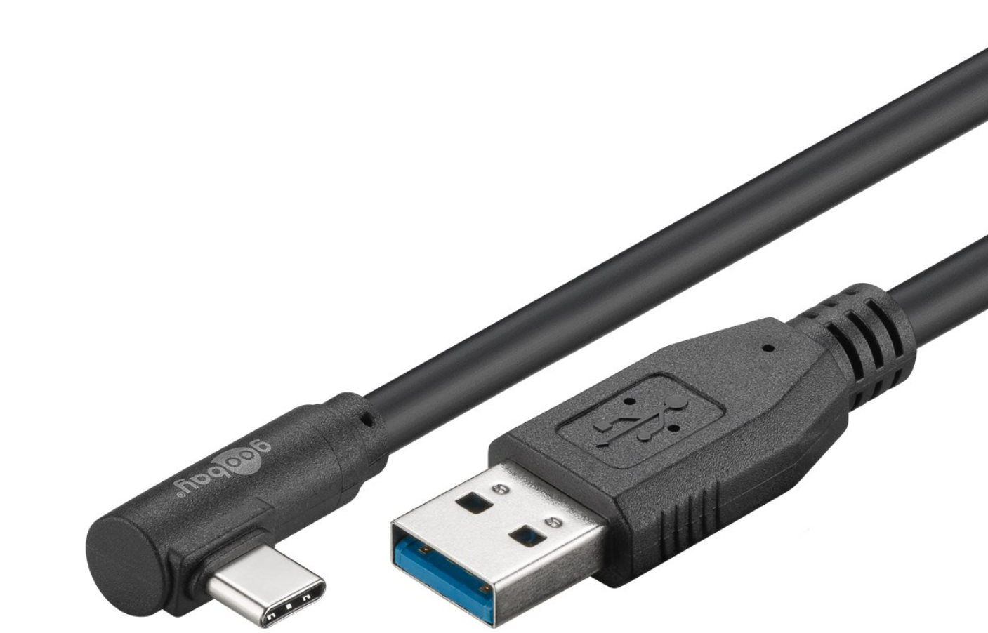 Câble USB-C™ vers USB A 3.0 90°, noir