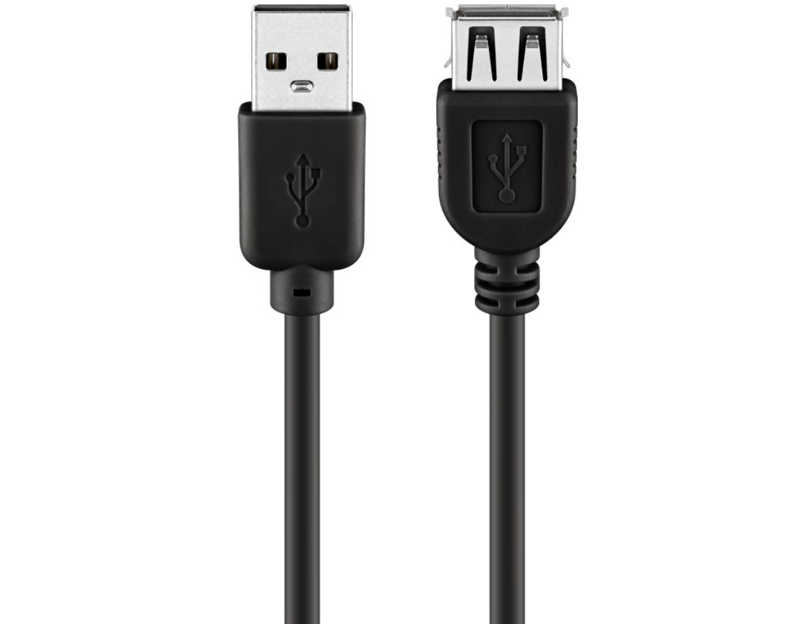 USB 2.0 Hi-Speed-Verlängerungskabel Rundkabel, schwarz