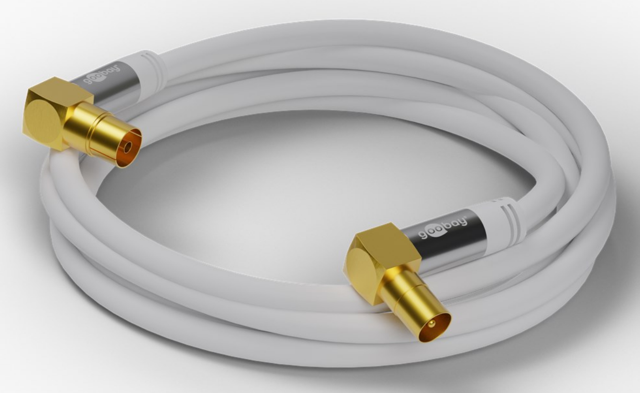 TV Antennenkabel (135 dB), 4x geschirmt, 90° gewinkelt