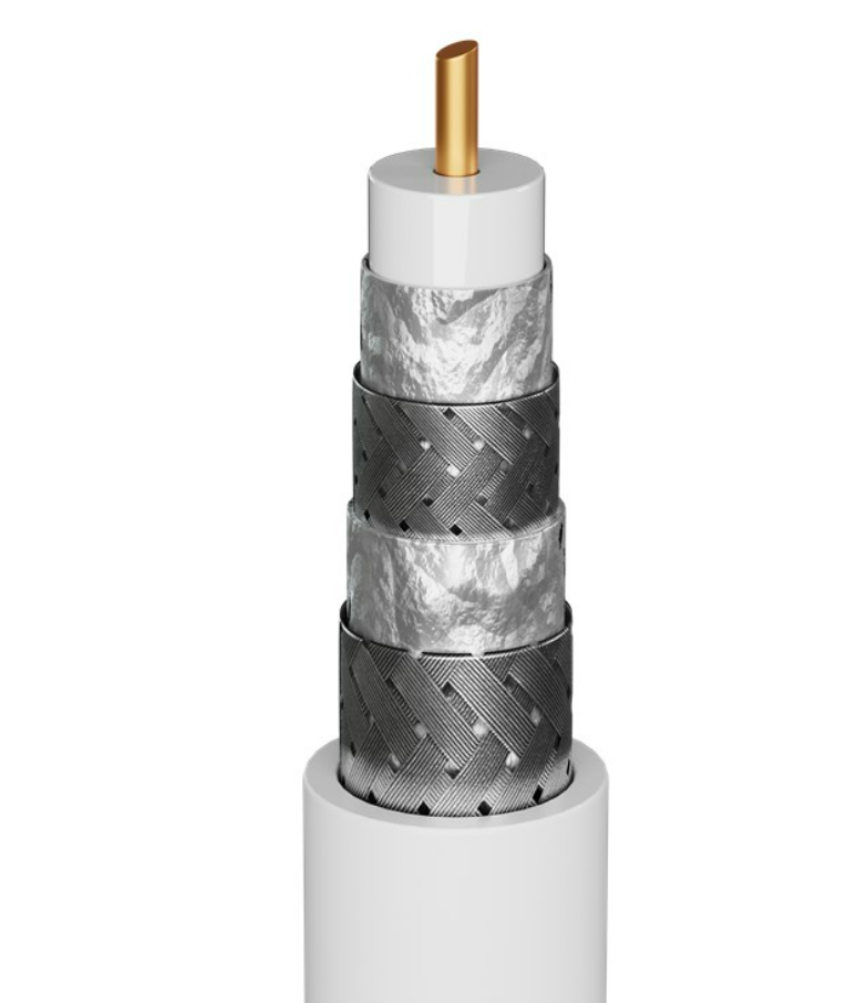 TV Antennenkabel (135 dB), 4x geschirmt, 90° gewinkelt